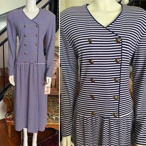 Navy and white striped deadstock vintage dress